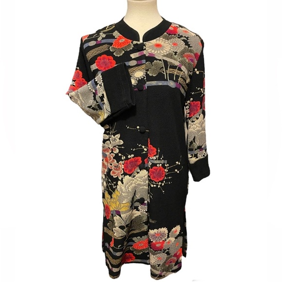 Draper’s & Damon’s Mandarin Floral Asian Garden Duster Coat Jacket Medium NWOT - Picture 12 of 14